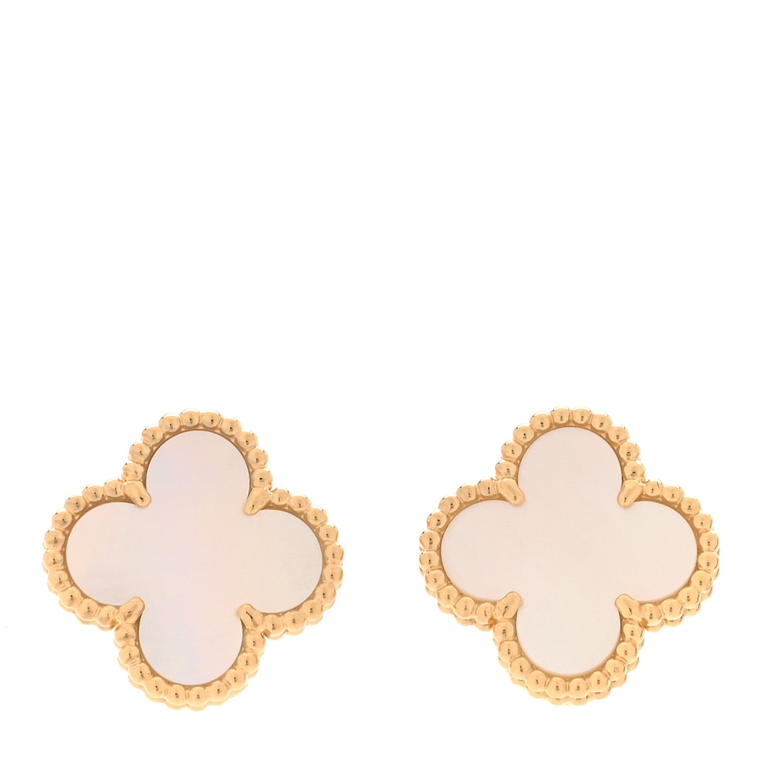 18K Yellow Gold Mother of Pearl Vintage Alhambra Earrings