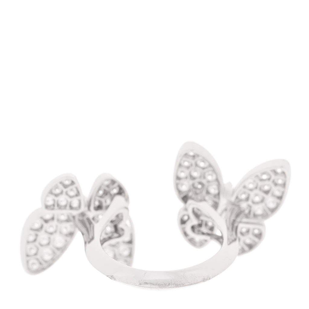18K White Gold Diamond Two Butterfly Between The Finger Ring 49 5