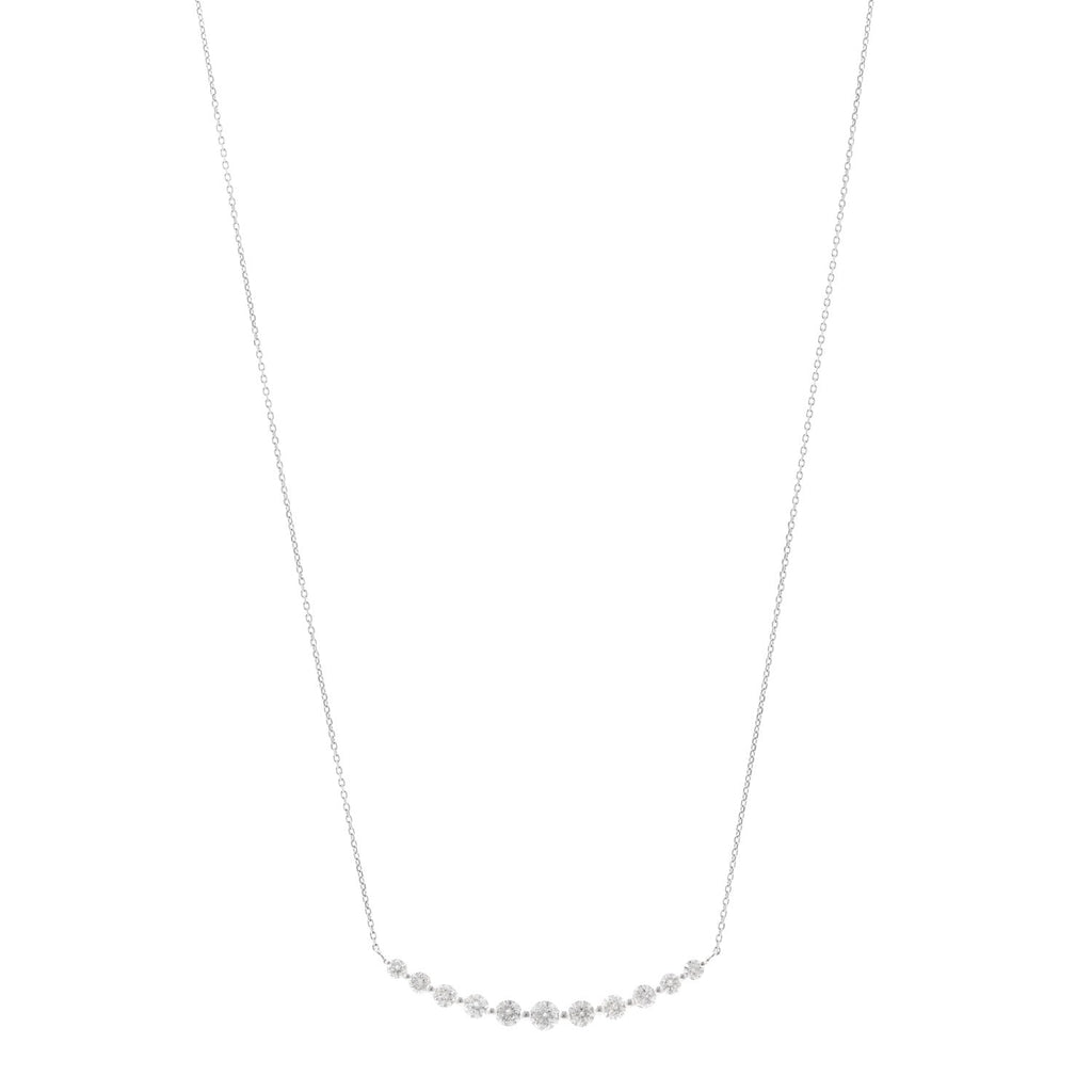 18K White Gold Diamond 1.00ctw Graduated Station Necklace