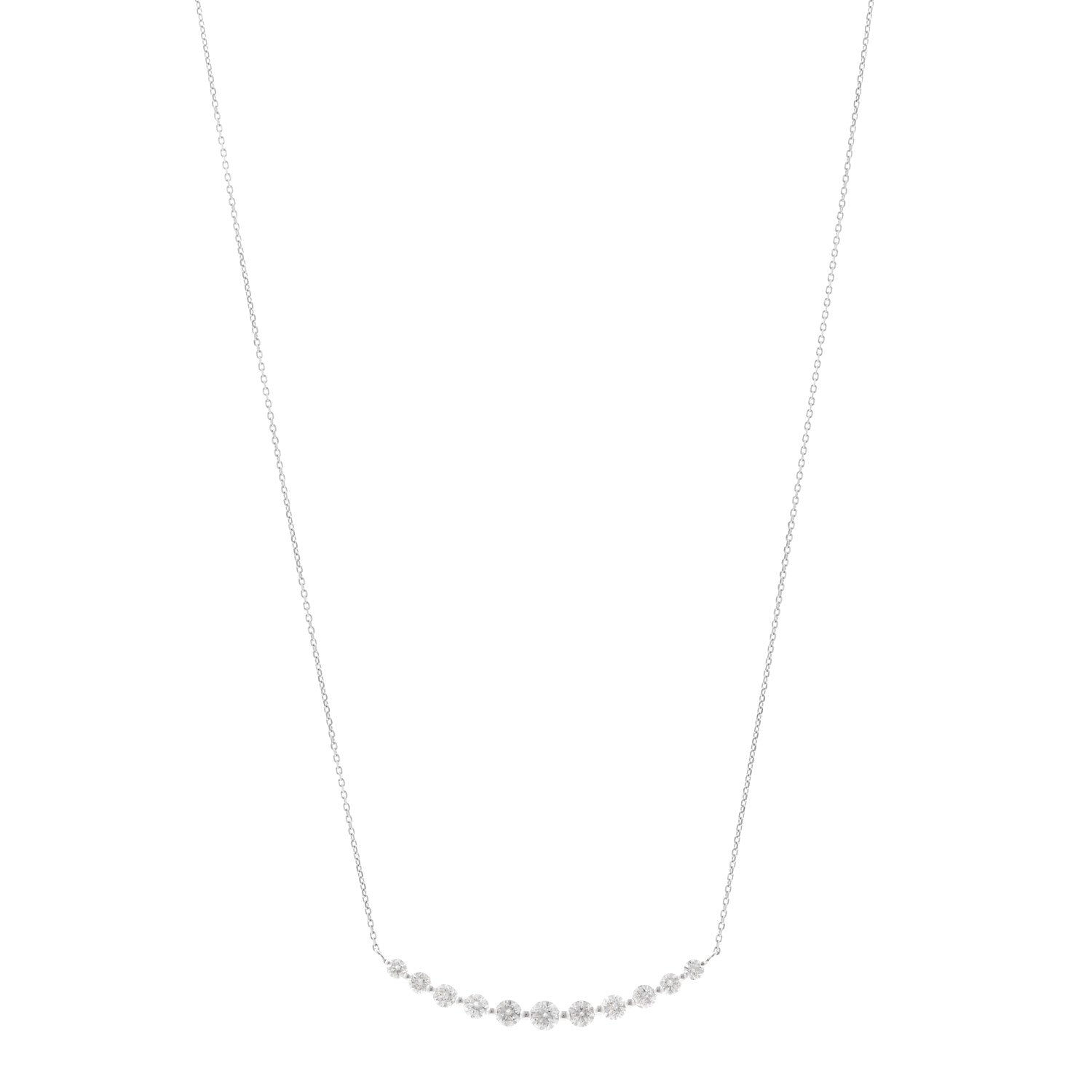 18K White Gold Diamond 1.00ctw Graduated Station Necklace