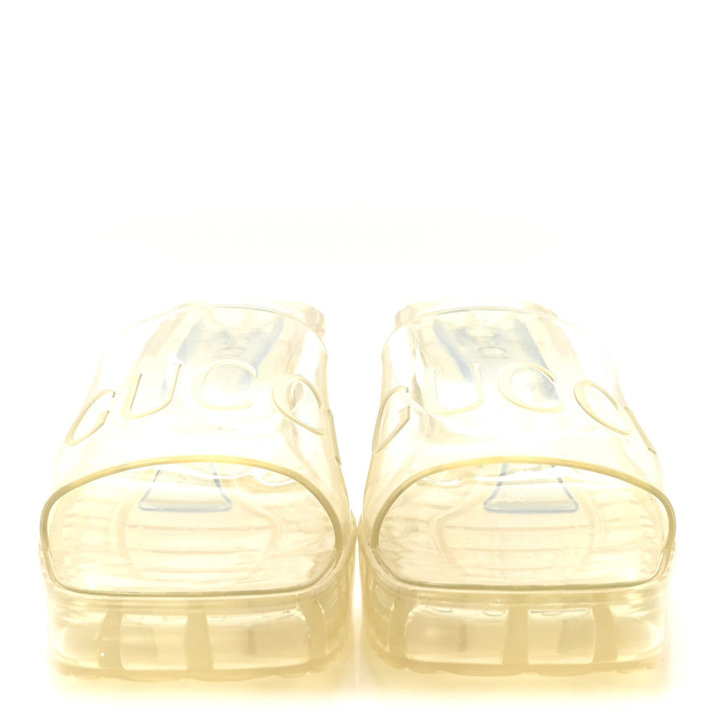 Rubber Gucci Logo Womens Platform 20/60mm Slide Sandals 35 Transparent