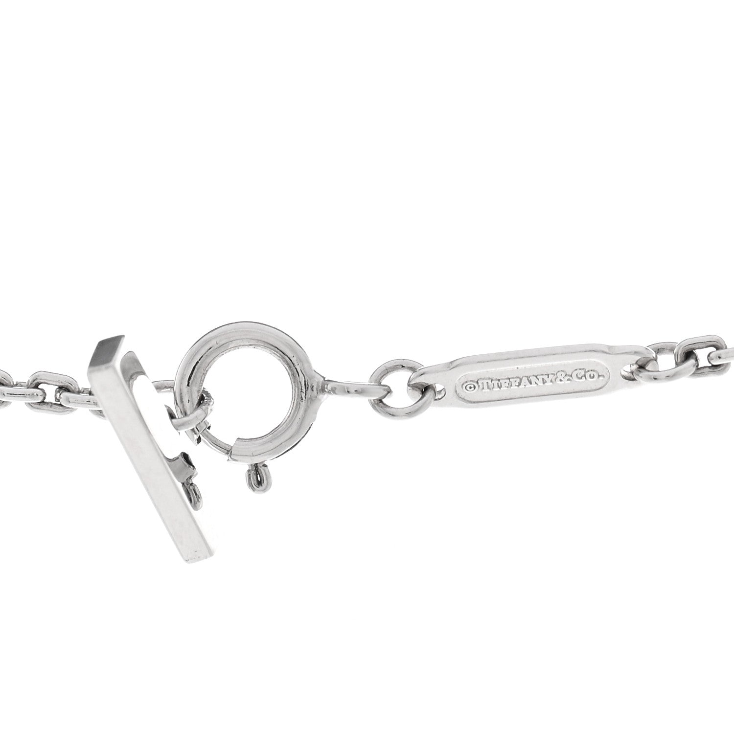 18K White Gold Diamond Large T T1 Circle Pendant Necklace