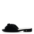 Velvet Pearl Camellia Slide Sandals 37 Black