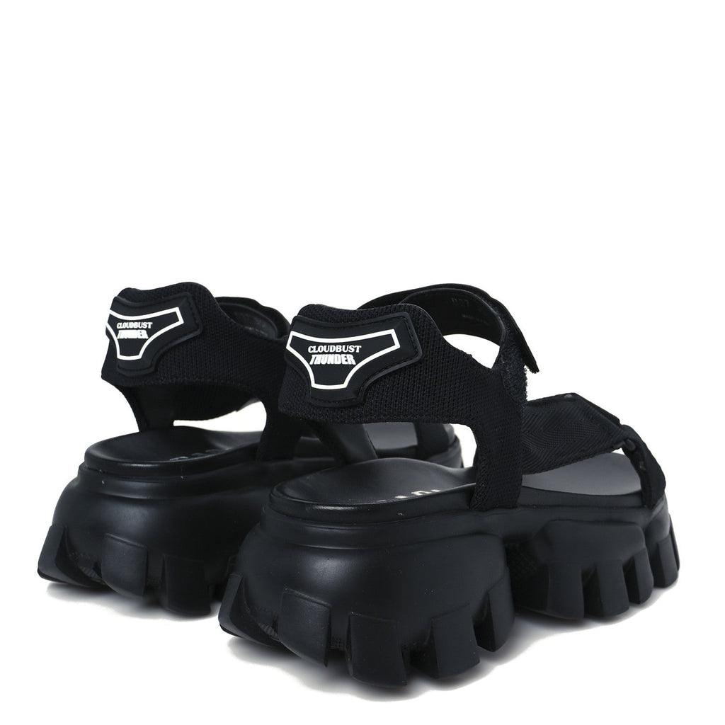 Nappa Logo Embossed Thunder Sole 50mm Sport Sandals 35.5 Black