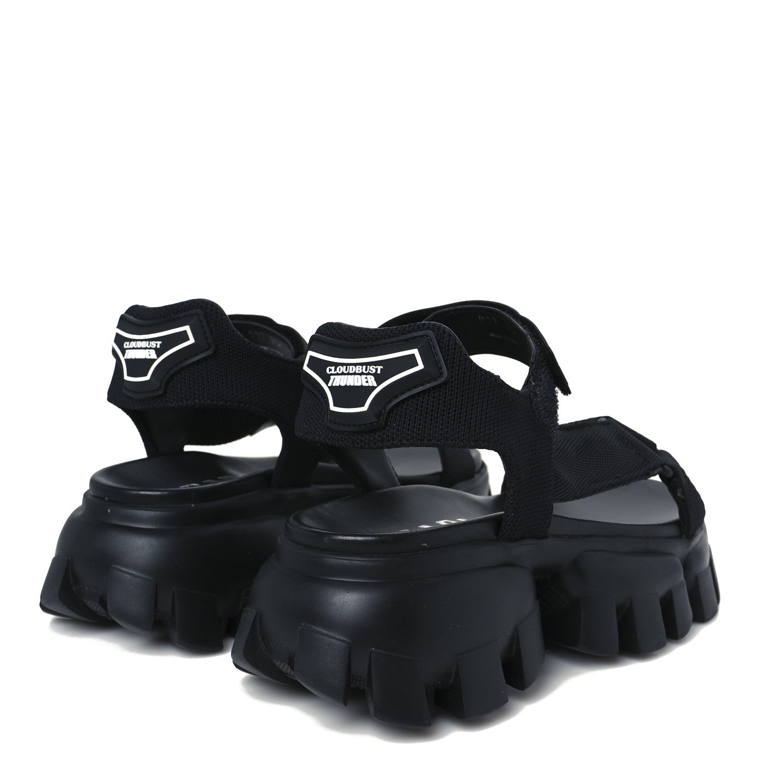 Nappa Logo Embossed Thunder Sole 50mm Sport Sandals 35.5 Black