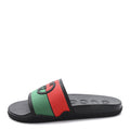 Rubber Web Womens Interlocking G Slide Sandals 40 Black Green Red