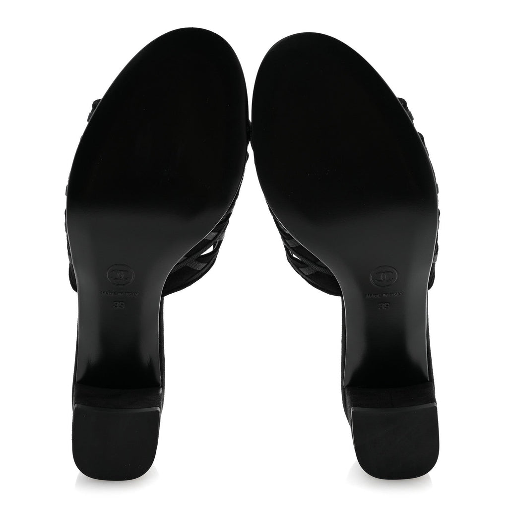 Suede Kidskin Grosgrain Sandals 39 Black