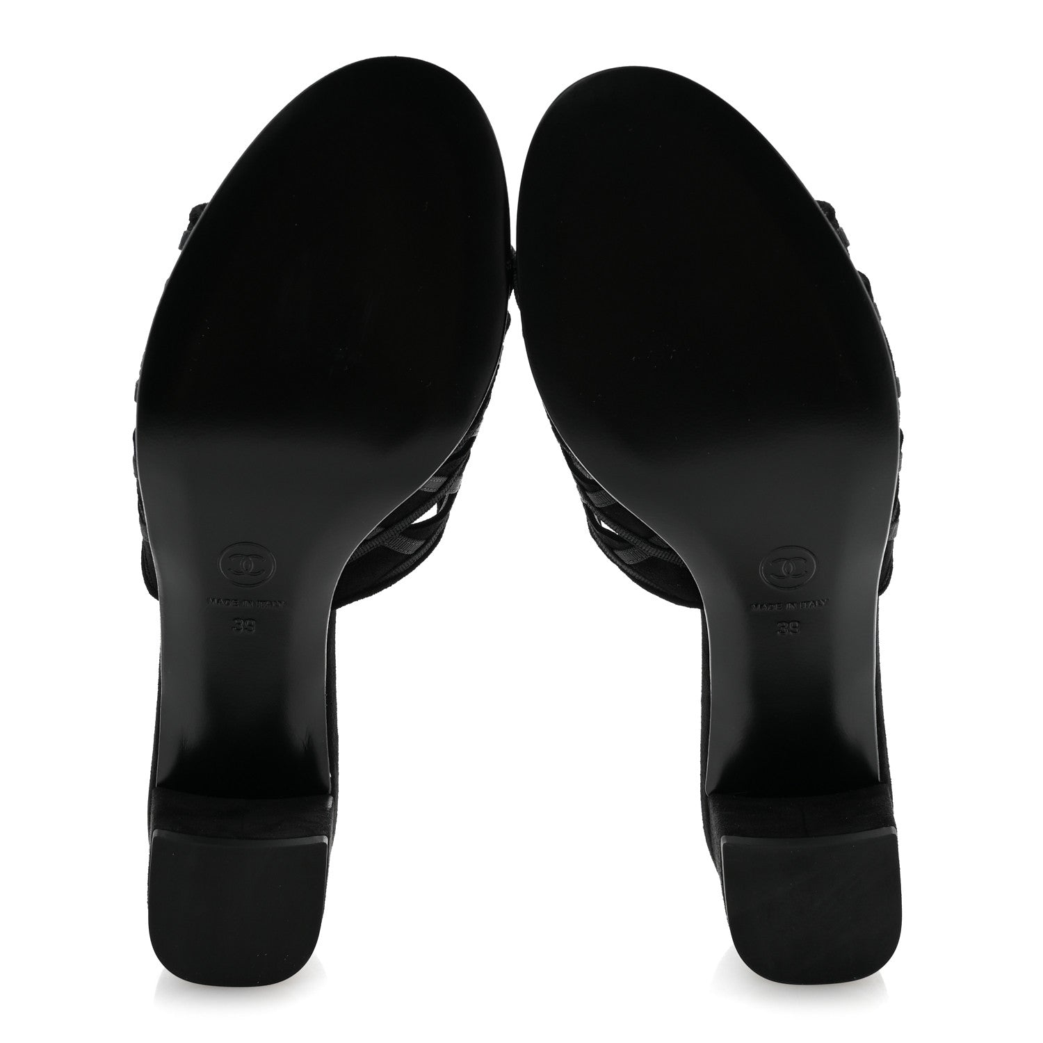Suede Kidskin Grosgrain Sandals 39 Black