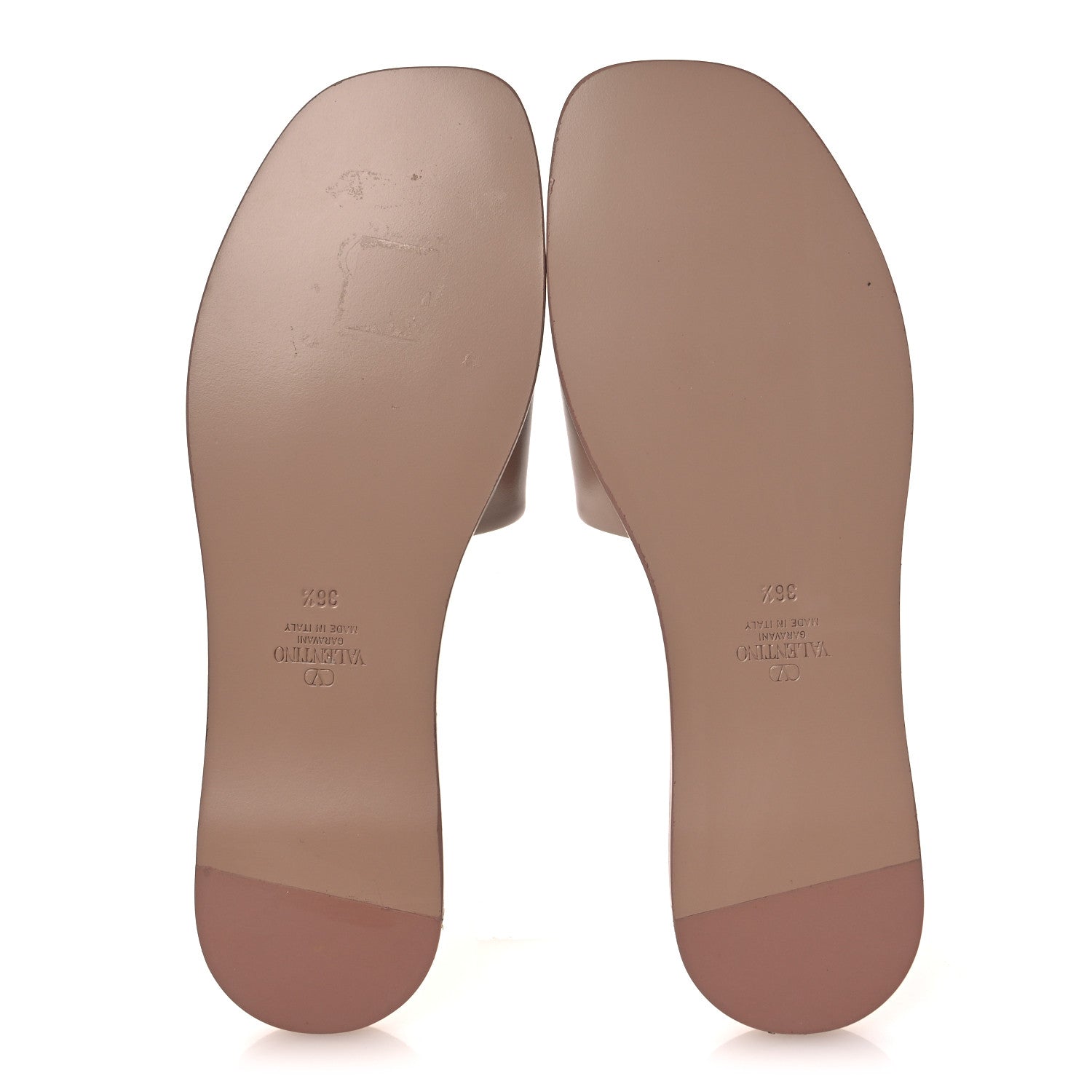 Calfskin Vlogo Cut Out Flat Slide Sandals 36.5 Rose