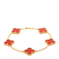 18K Yellow Gold Carnelian 5 Motifs Vintage Alhambra Bracelet