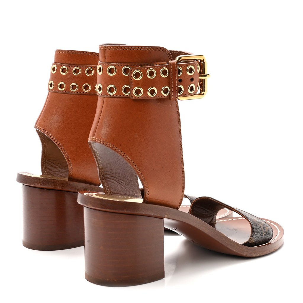 Calfskin Monogram Passenger Sandals 37 Cognac