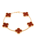 18K Yellow Gold Carnelian 5 Motifs Vintage Alhambra Bracelet