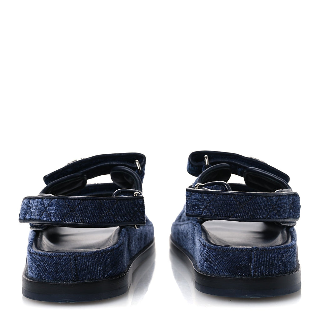 Velvet Velcro Dad Sandals 37.5 Blue