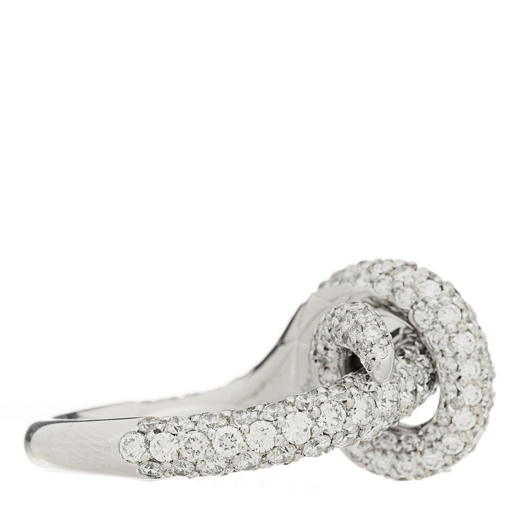 18K White Gold Diamond Kaa Snake Ring 54 6.75