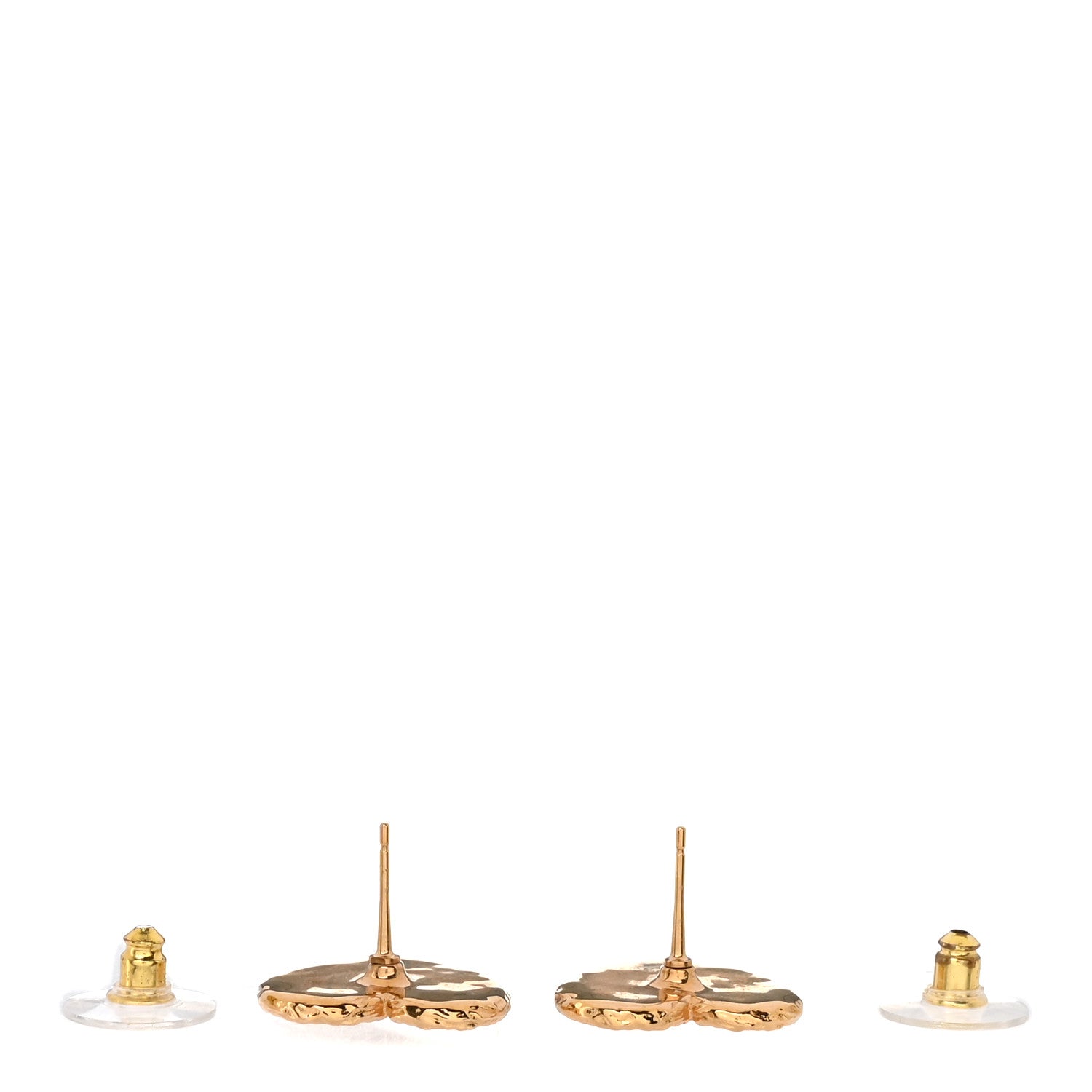 Metal Enamel CC Heart Earrings Gold Black
