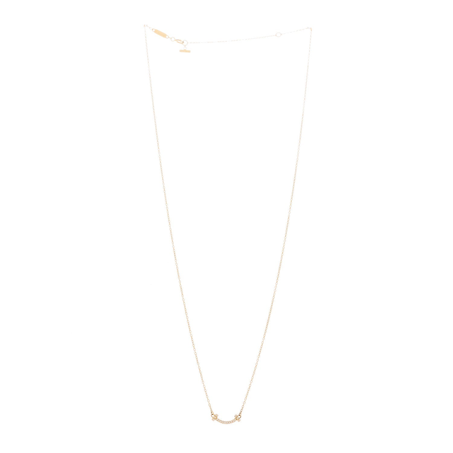 18K Yellow Gold Diamond Mini T Smile Pendant Necklace