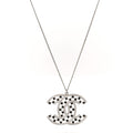 Baguette Crystal Large CC Necklace Silver Black