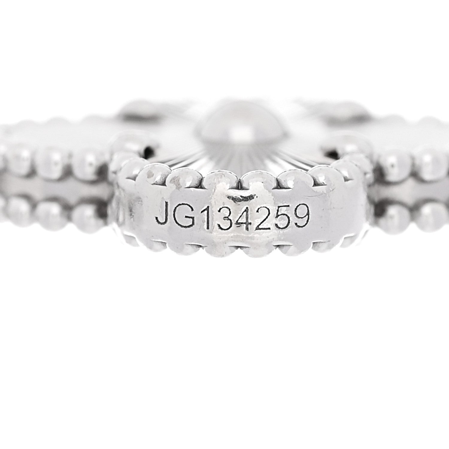 18K White Gold 5 Motifs Guilloche Vintage Alhambra Bracelet