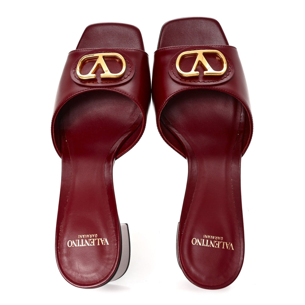 Calfskin VLogo 45mm Slide Sandals 38 Brick