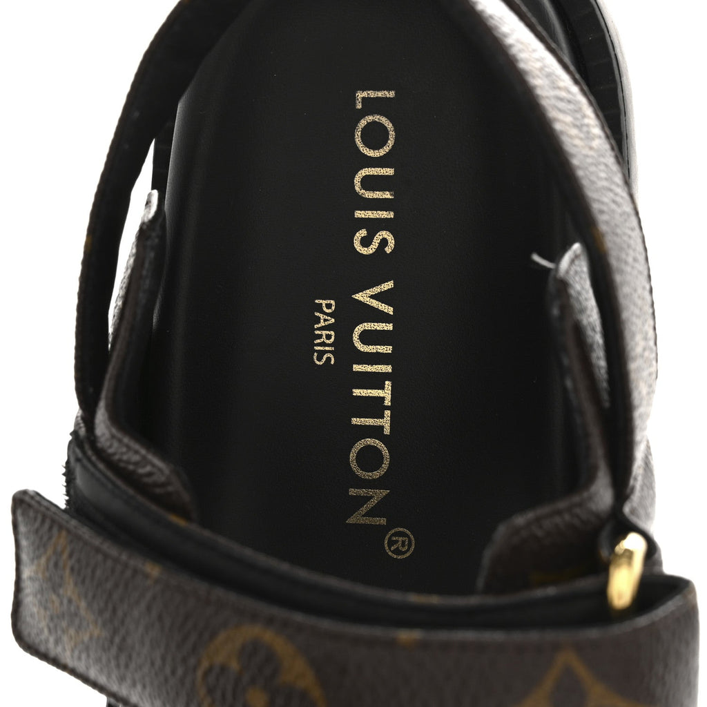 Monogram LV Sunset Comfort Flat Sandals 37.5 Cacao Brown