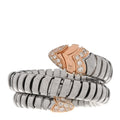 Stainless Steel 18K Rose Gold Diamond Serpenti Tubogas Band Ring 56 7.5