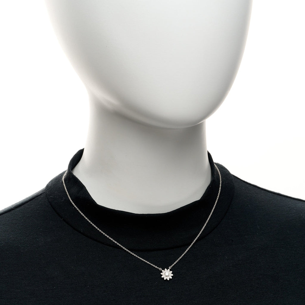 Platinum Diamond Small Sunflower Pendant Necklace