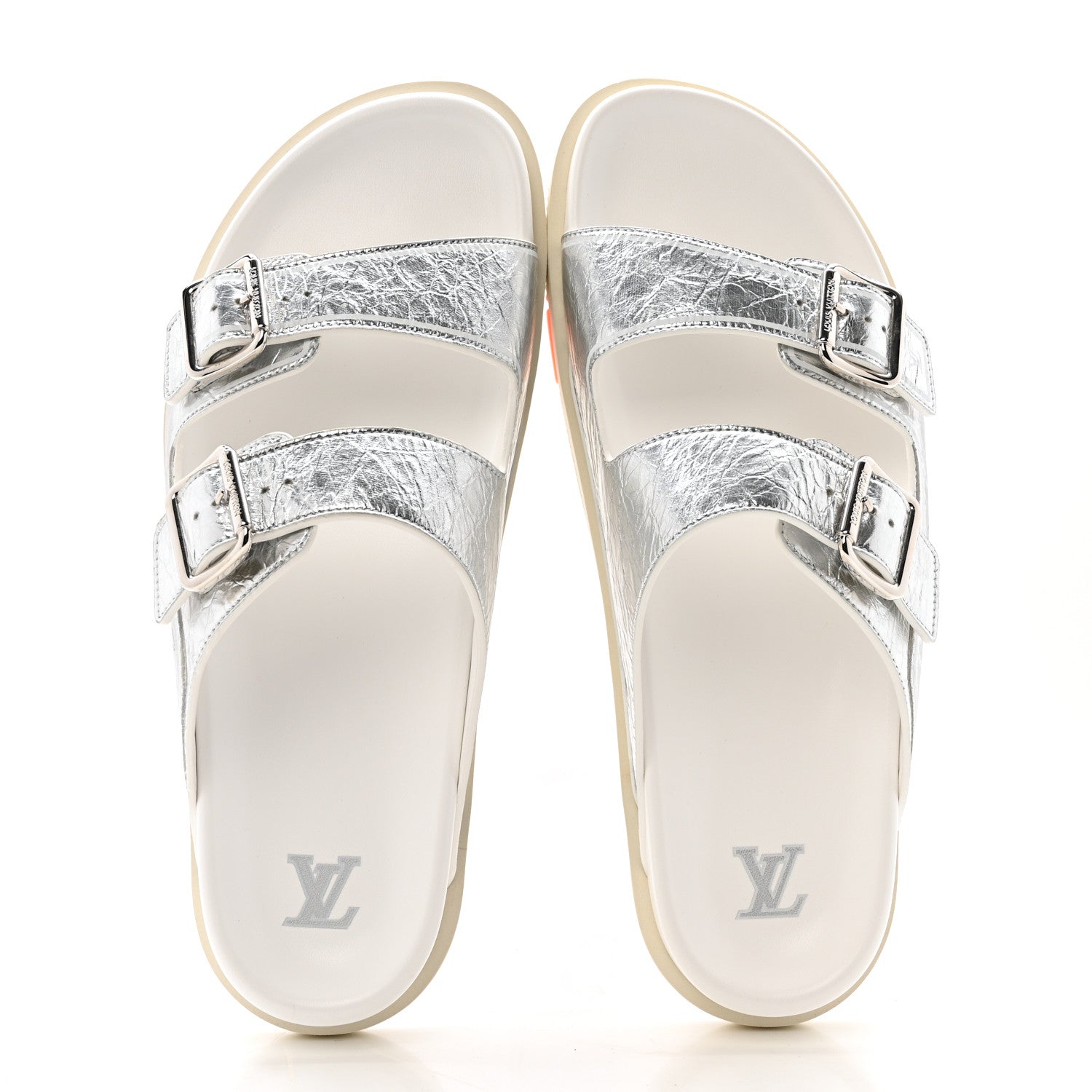 Metallic Mix Materials Mens LV Script Trainer Mules 11 Silver Multicolor