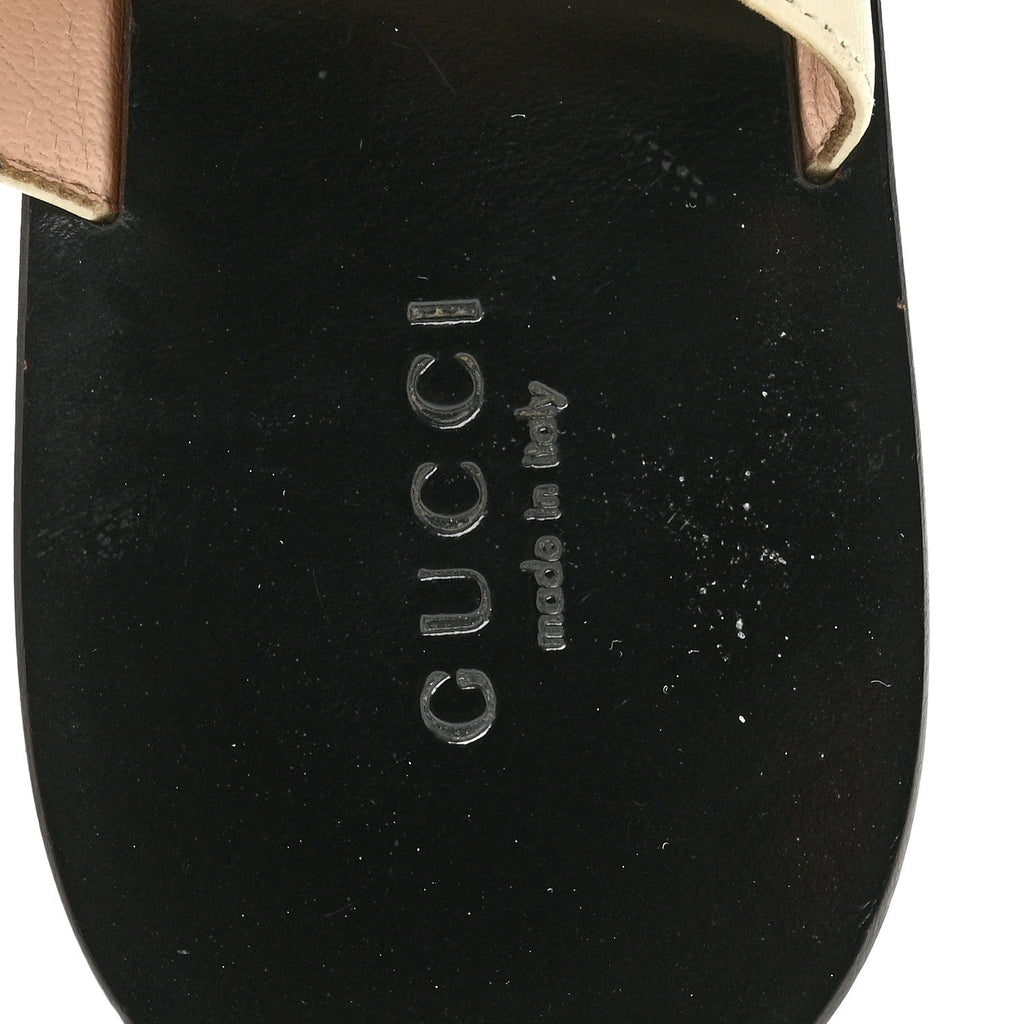 Calfskin GG Marmont Thong Sandals 36 Mystic White
