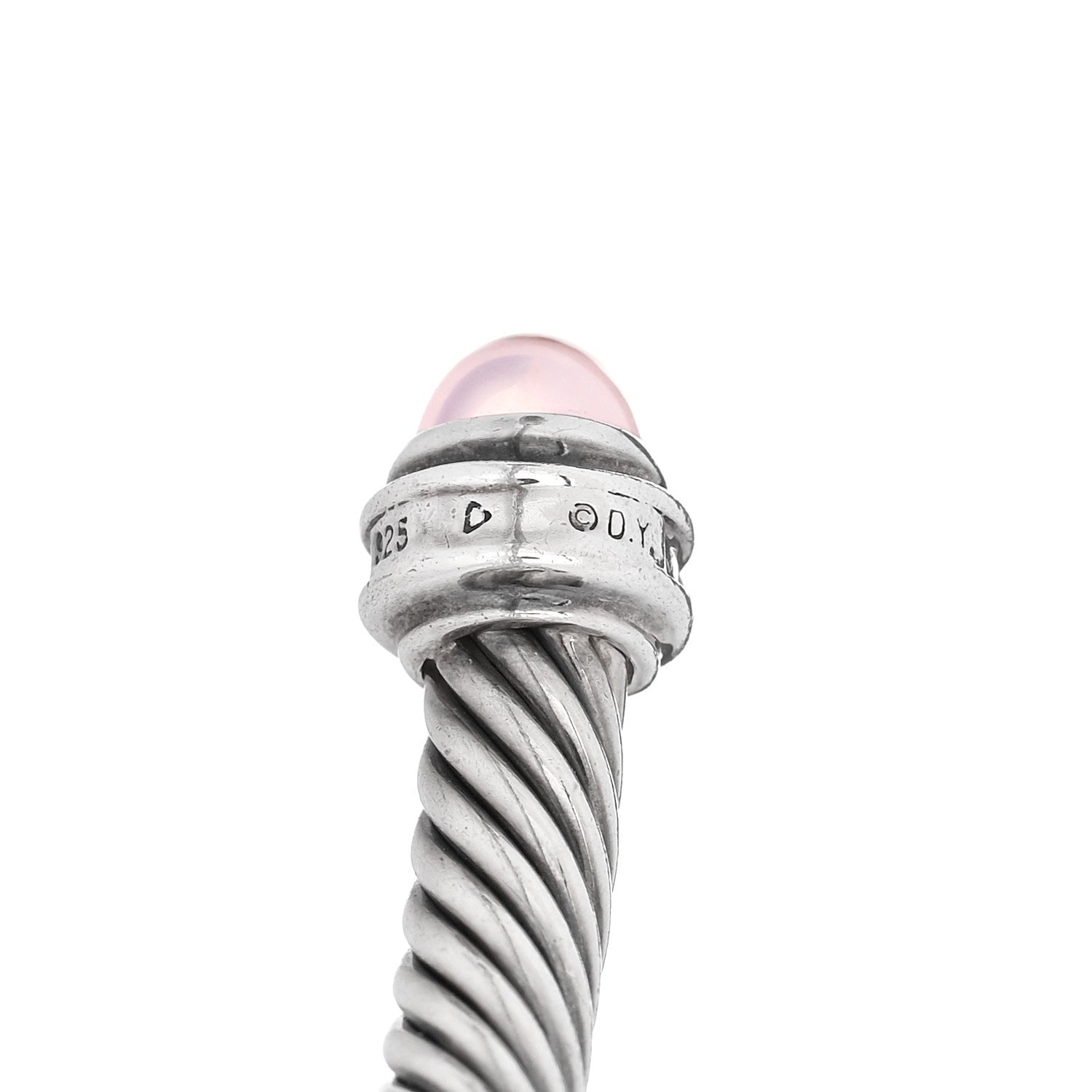 Sterling Silver Diamond Rose Quartz 5mm Cable Classics Bracelet