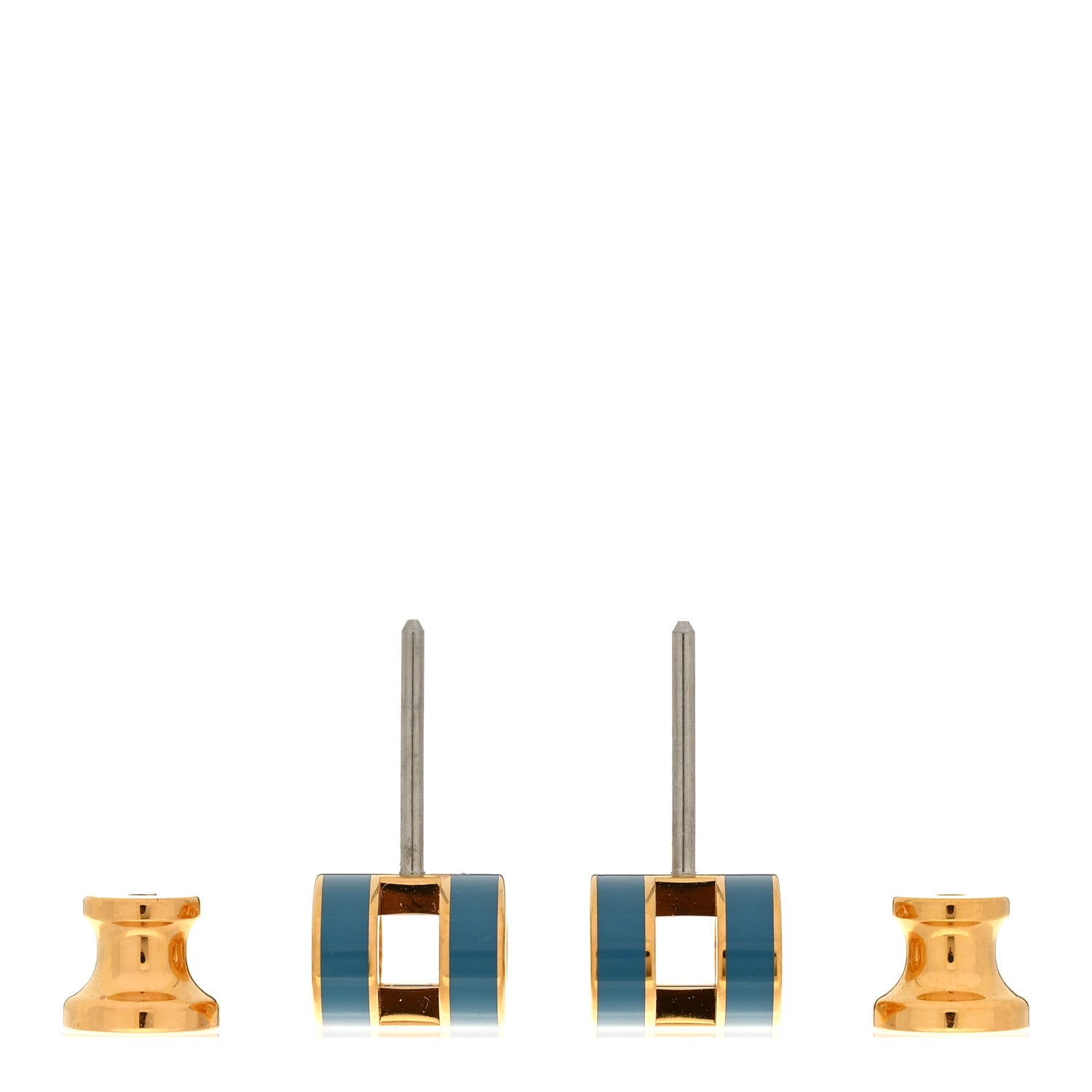 Gold Lacquered Pop H Earrings Bleu Jean