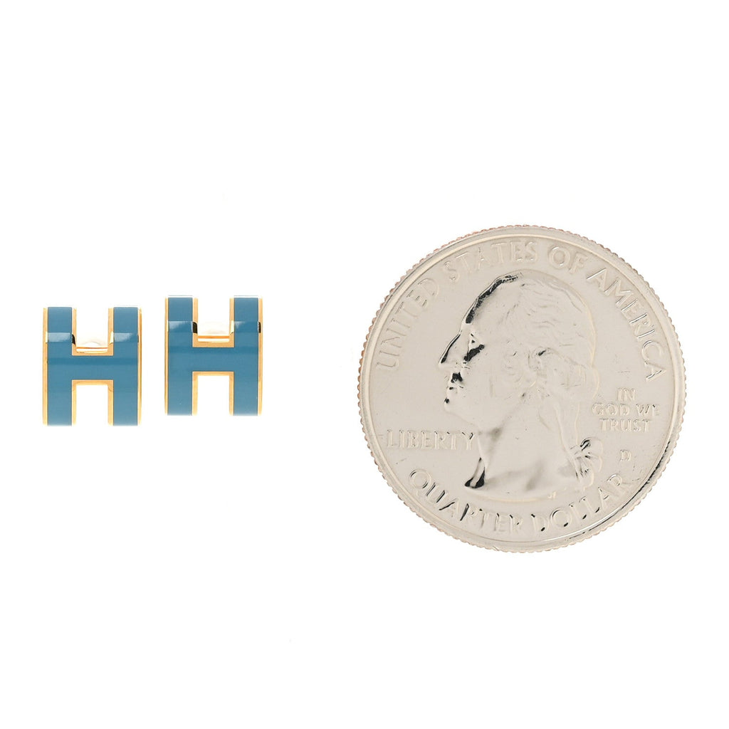 Gold Lacquered Pop H Earrings Bleu Jean