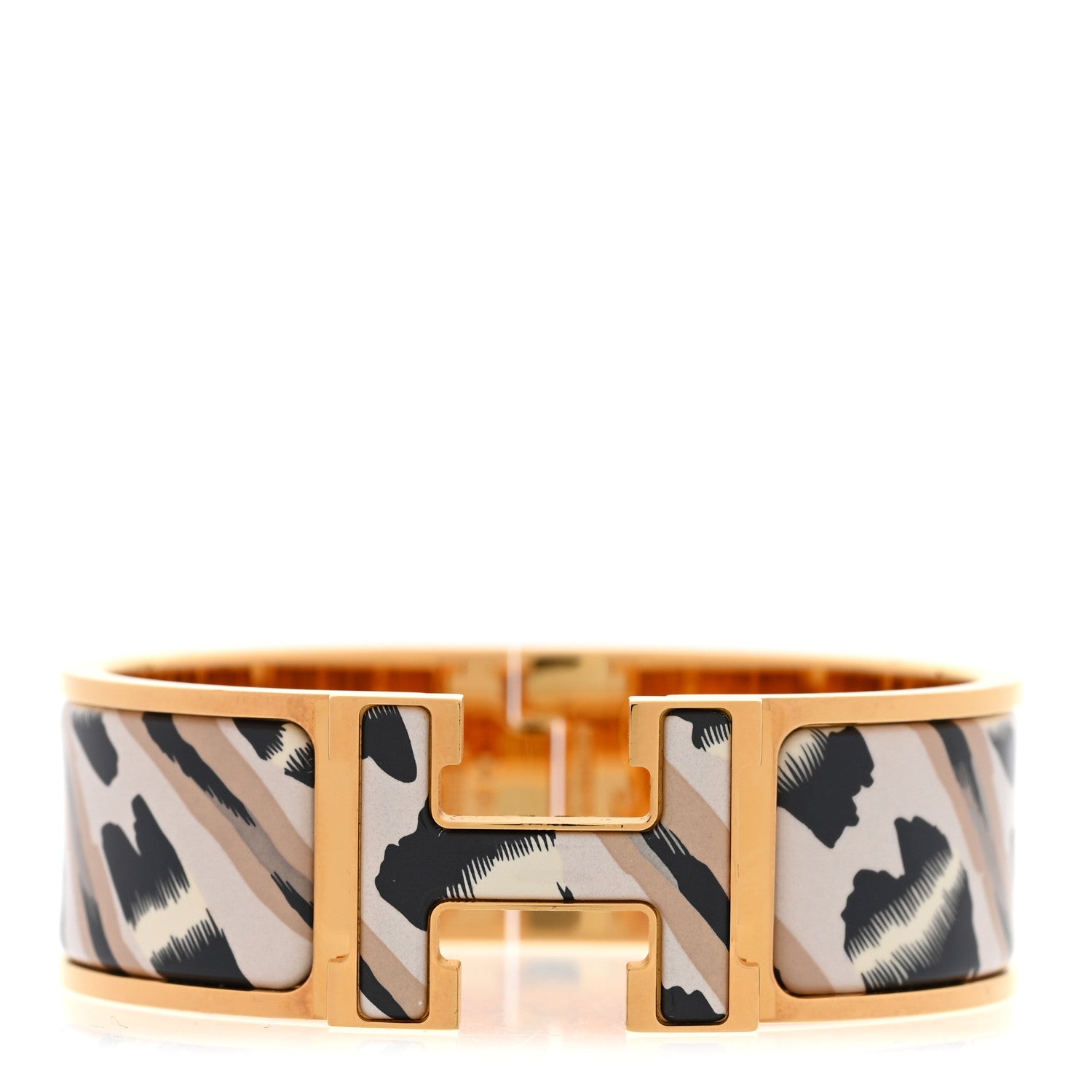 Enamel Printed Wide Le Chat Carre Clic Clac H Bracelet PM Lumière