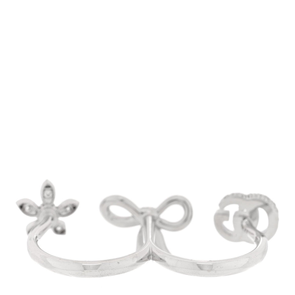 18K White Gold Diamond Flora Bow Flower Ring M
