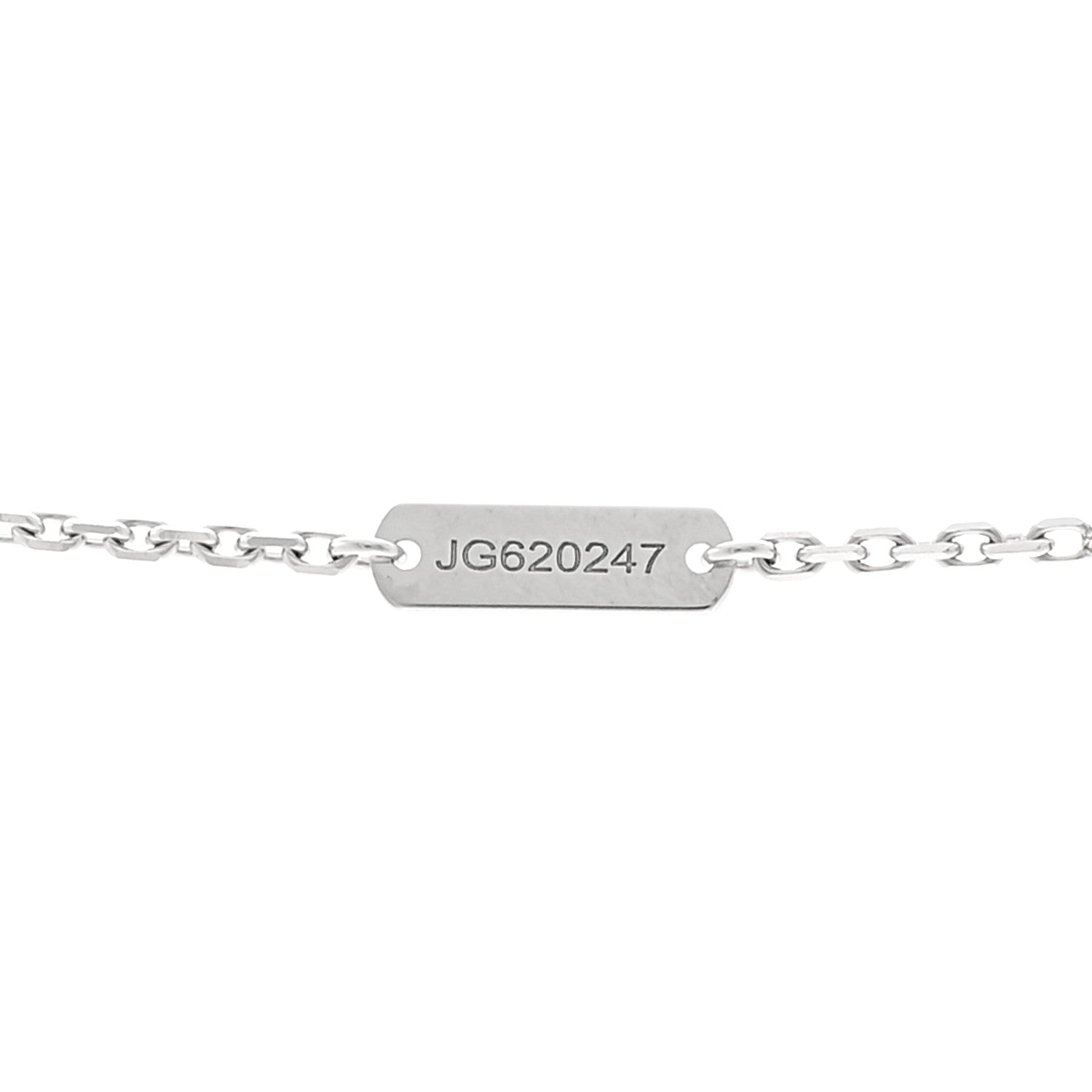 18K White Gold Guilloche Vintage Alhambra Pendant Necklace