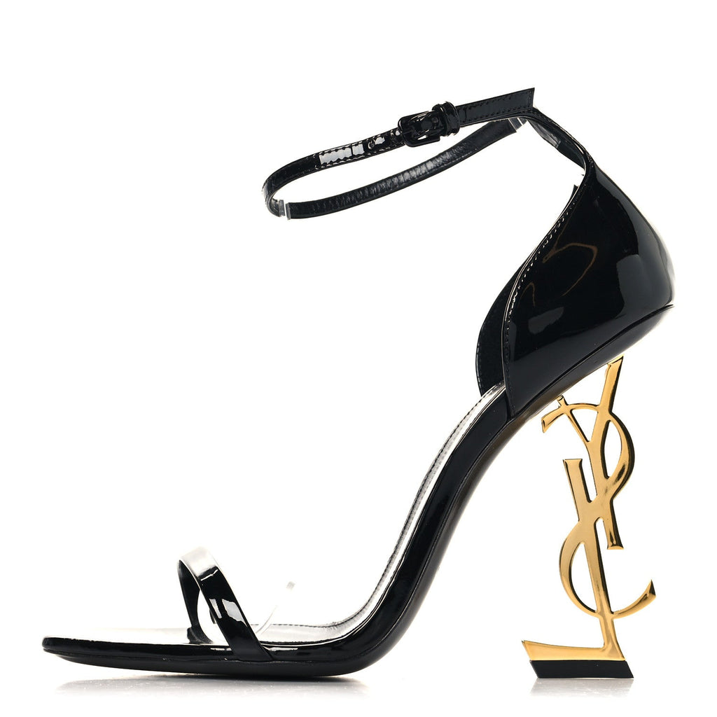 Patent Calfskin Opyum 110 Sandals 37.5 Black Gold