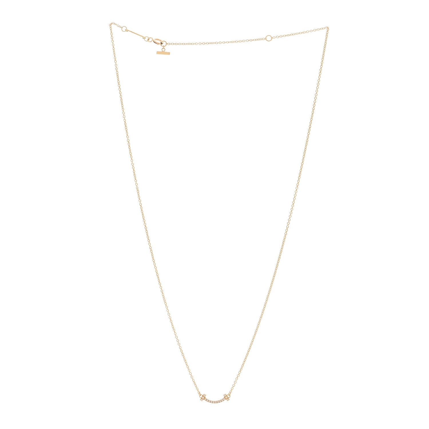 18K Yellow Gold Diamond Mini T Smile Pendant Necklace