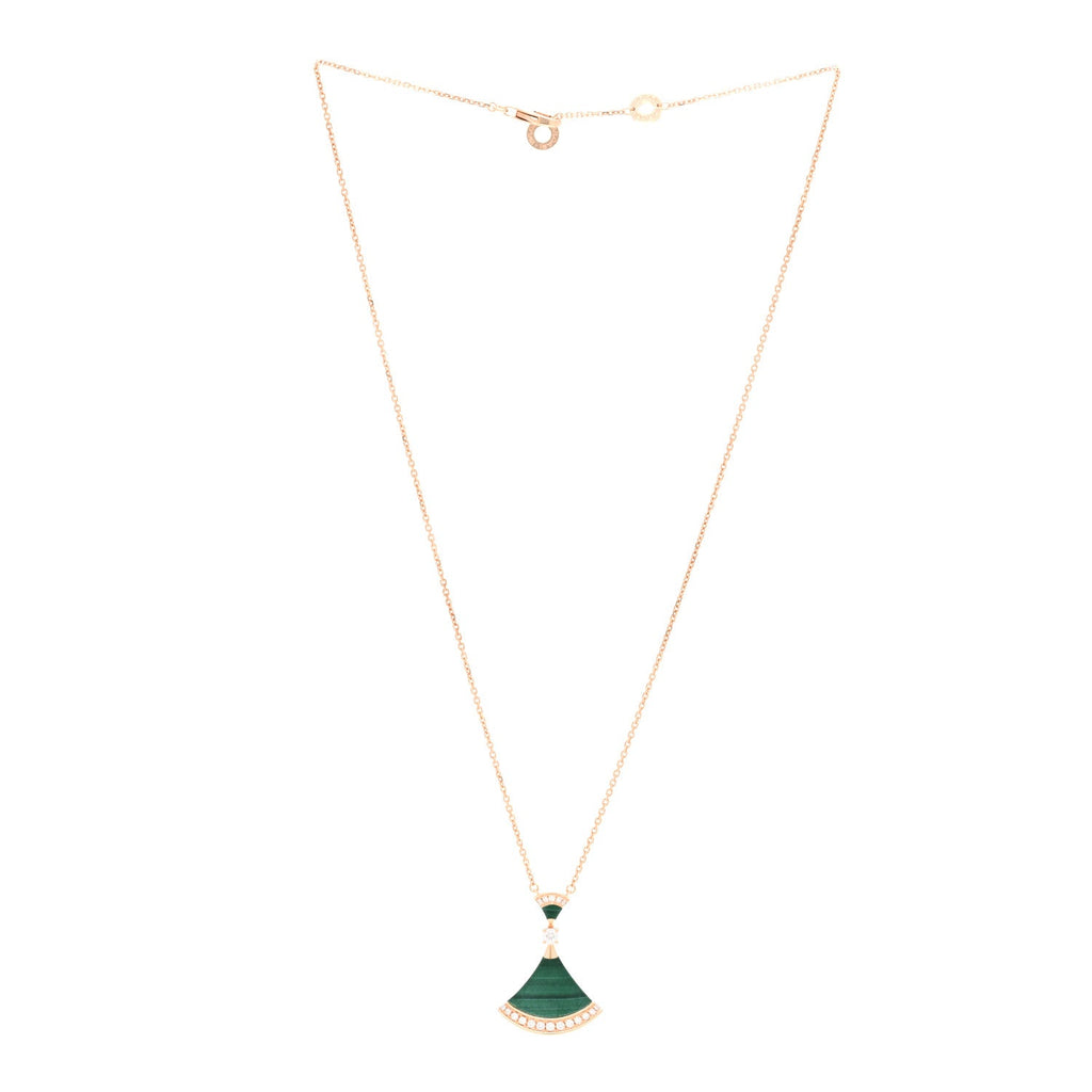 18K Rose Gold Diamond Malachite Divas' Dream Pendant Necklace
