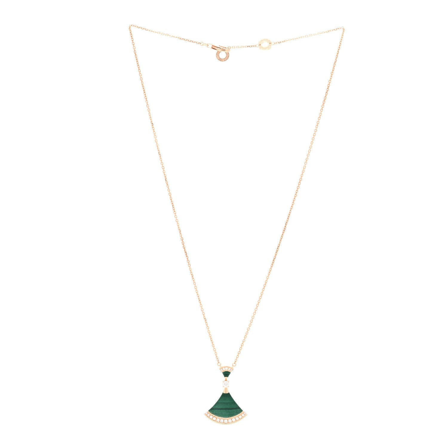 18K Rose Gold Diamond Malachite Divas' Dream Pendant Necklace