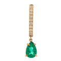 18K Rose Gold Diamond Emerald Pear Drop Huggie Single Earring