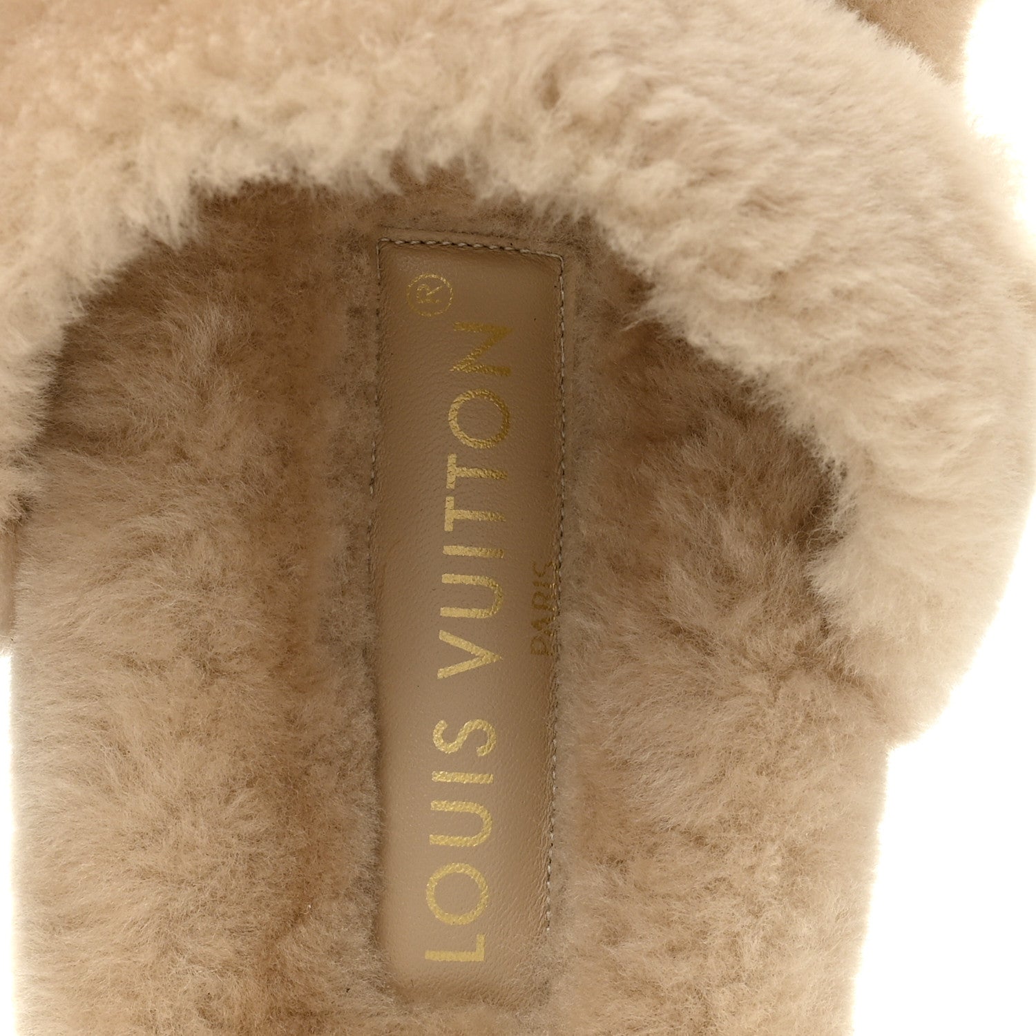 Shearling LV Sunset Flat Comfort Mule 40 Beige