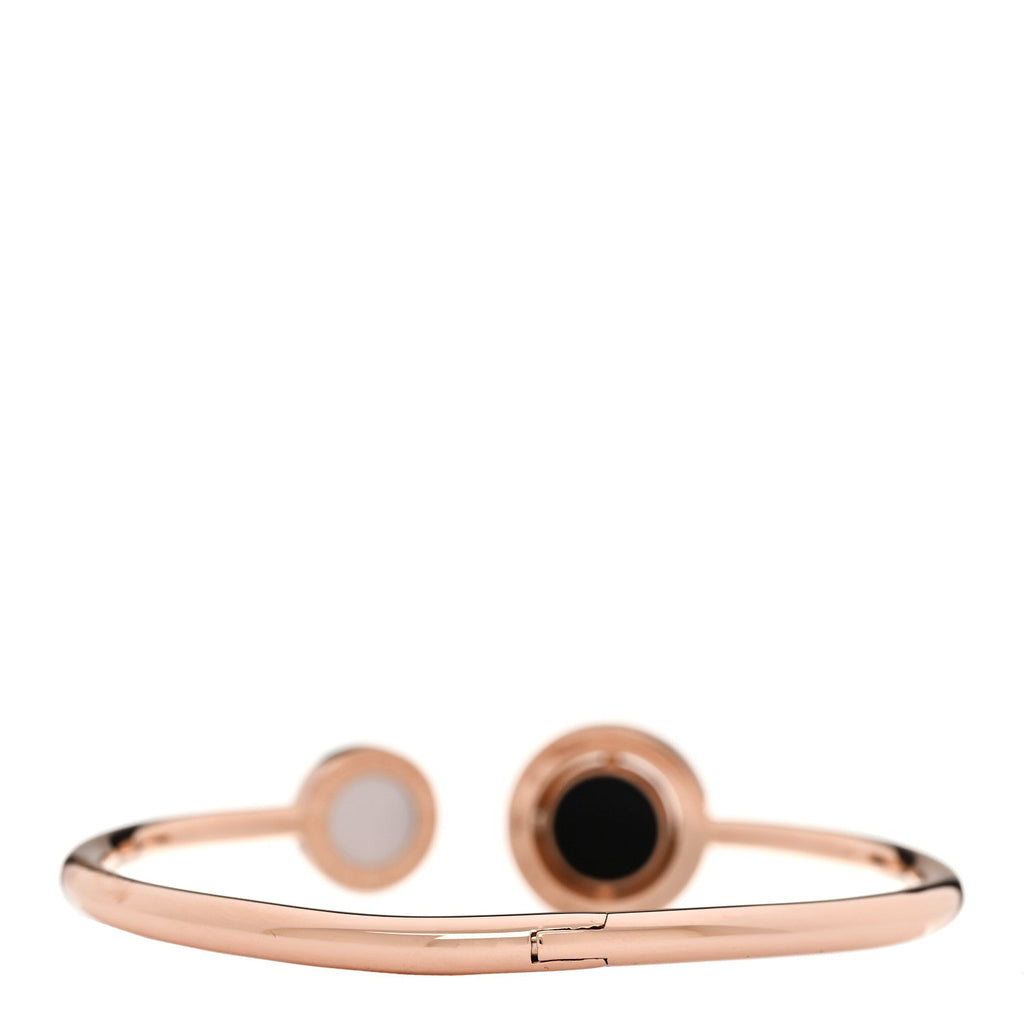 18K Rose Gold Mother of Pearl Malachite Black Onyx BVLGARI BVLGARI Flip Cuff Bracelet S