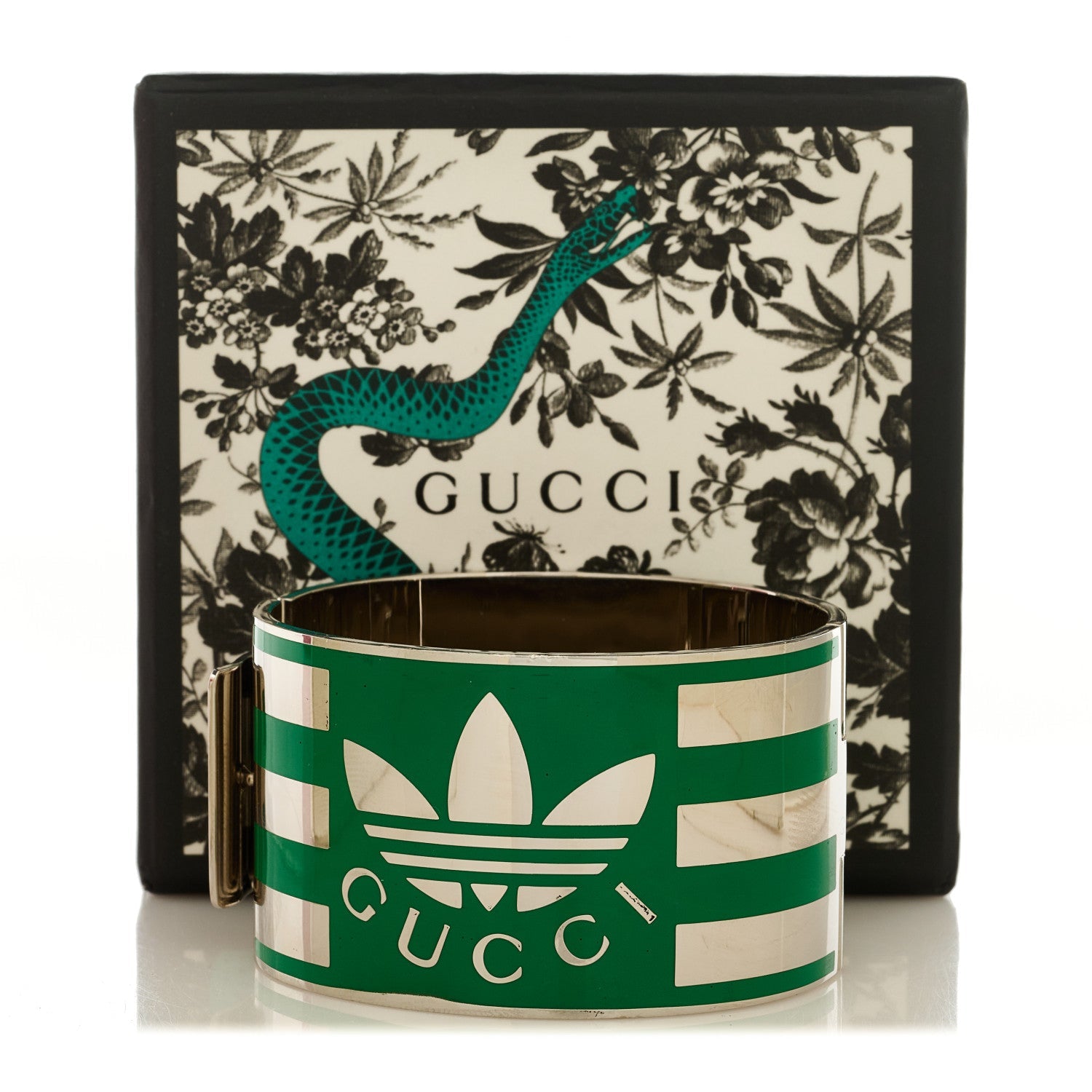 X ADIDAS Metal Enamel Cuff Bracelet S Silver Green