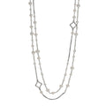 Sterling Silver Cultured Pearl Quatrefoil Long Chain Necklace