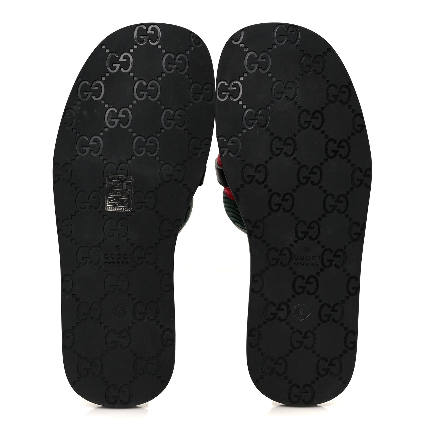 Nylon Calfskin Web Interlocking G Mens Maverik Slide Sandals 41 Black Green Red