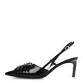 Patent Regent Calfskin Walma 65 Buckle Slingback Pumps 38 Black