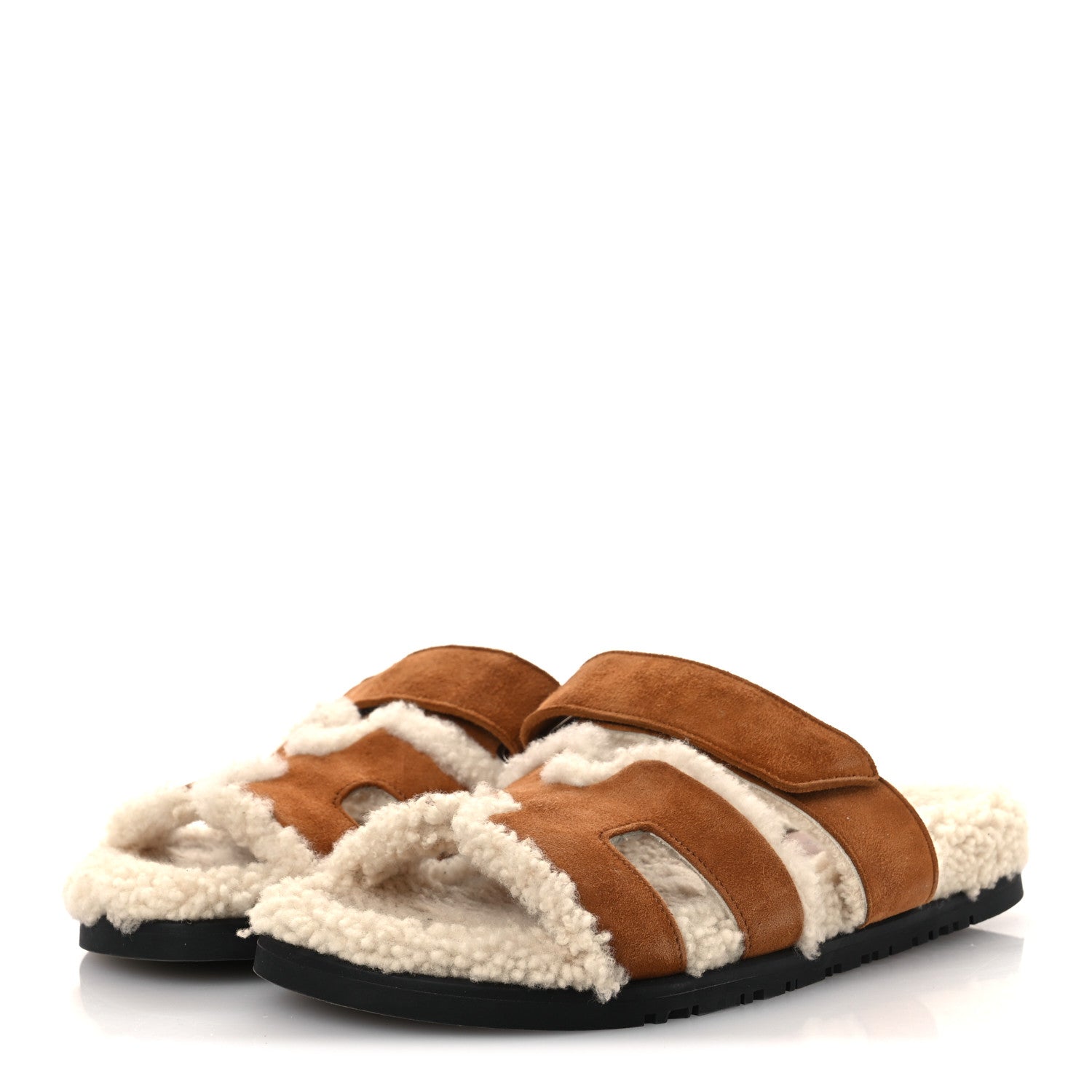 Suede Goatskin Woolskin Womens Chypre Sandals 37.5 Naturel Ecru