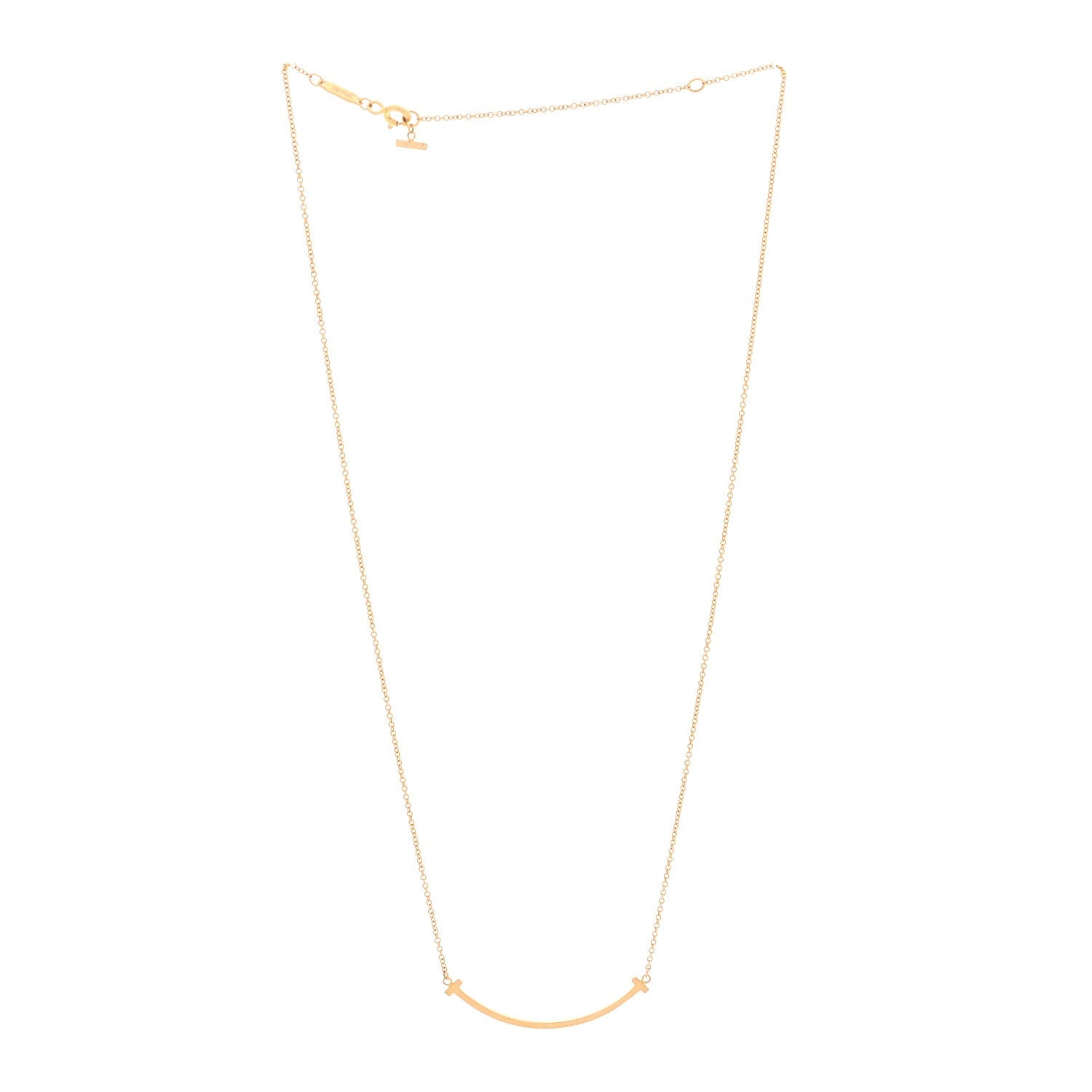 18K Rose Gold Small T Smile Pendant Necklace