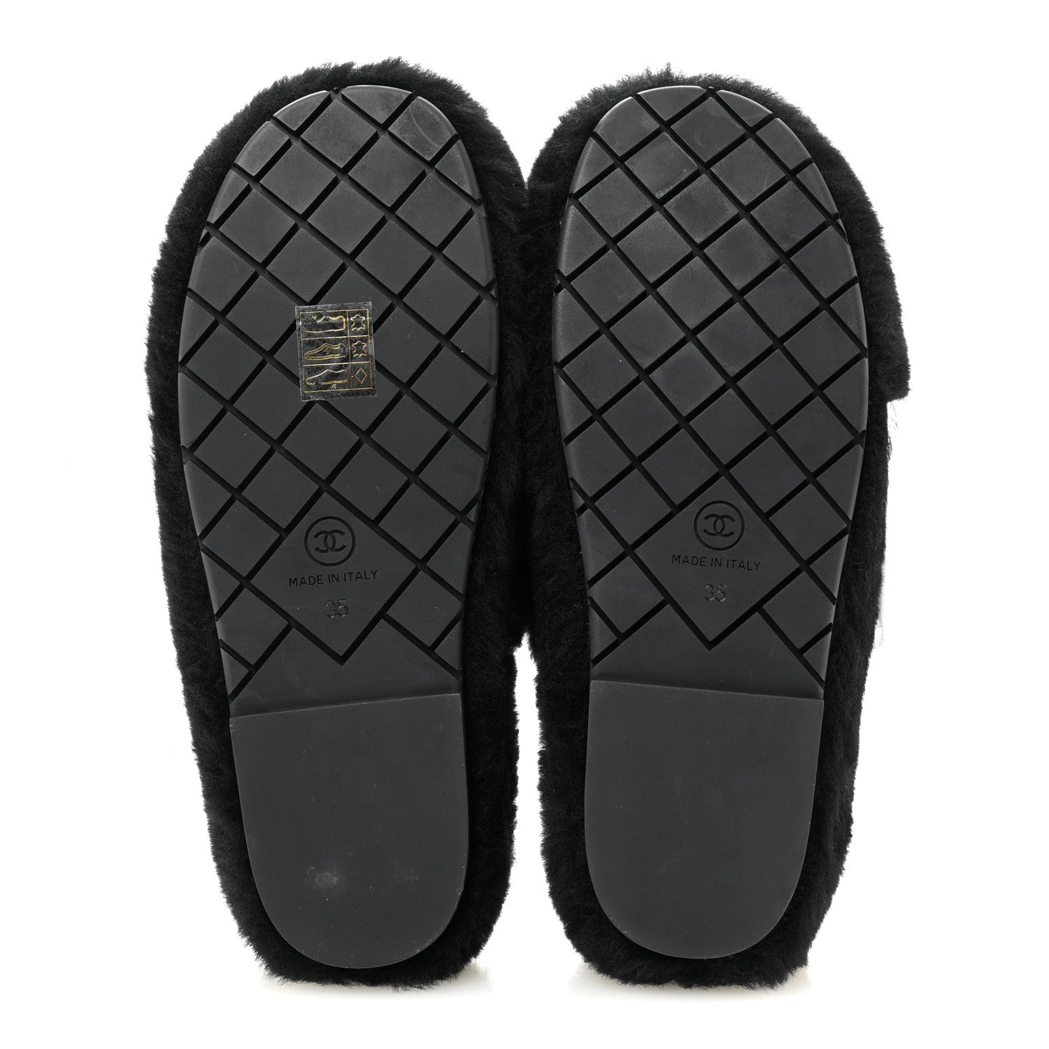 Shearling CC Flat Mules 35 Black