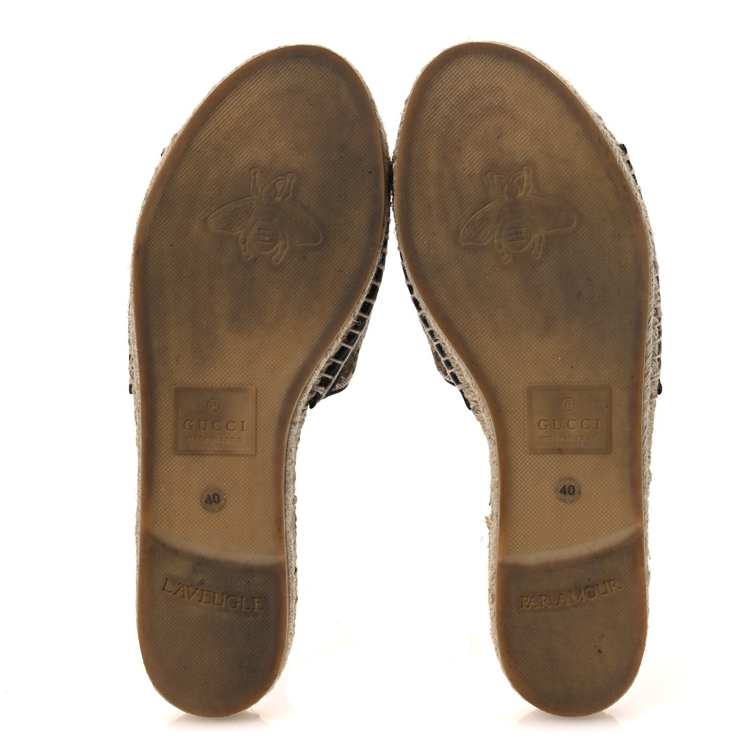 Monogram Matelasse GG Marmont Espadrille 20mm Slide Sandals 40 Beige Ebony Black