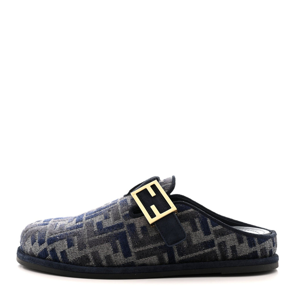 Velvet FF Fendi Feel Mules 38 Grigio Blue Midnight Blue